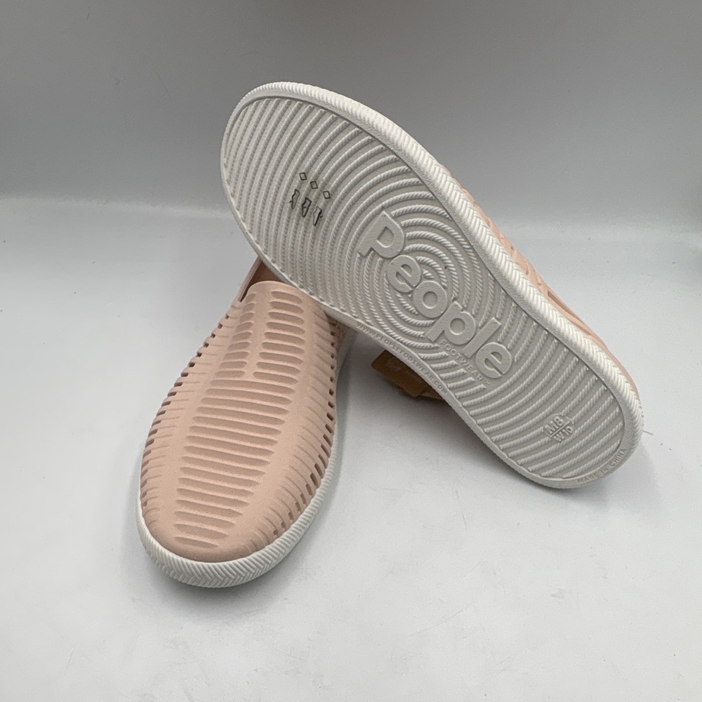 People Footwear Unisex Pink White Synthetic Slip-On Flat Round Toe Logo - Picture 8 of 15